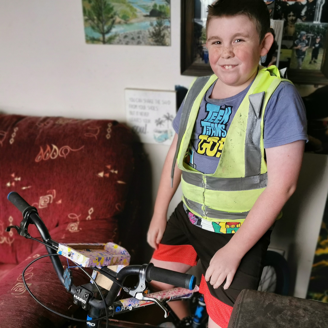 Chad gets ready for a bike ride.